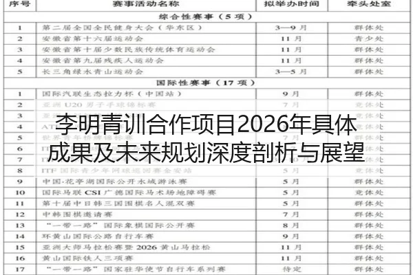 李明青训合作项目2026年具体成果及未来规划深度剖析与展望